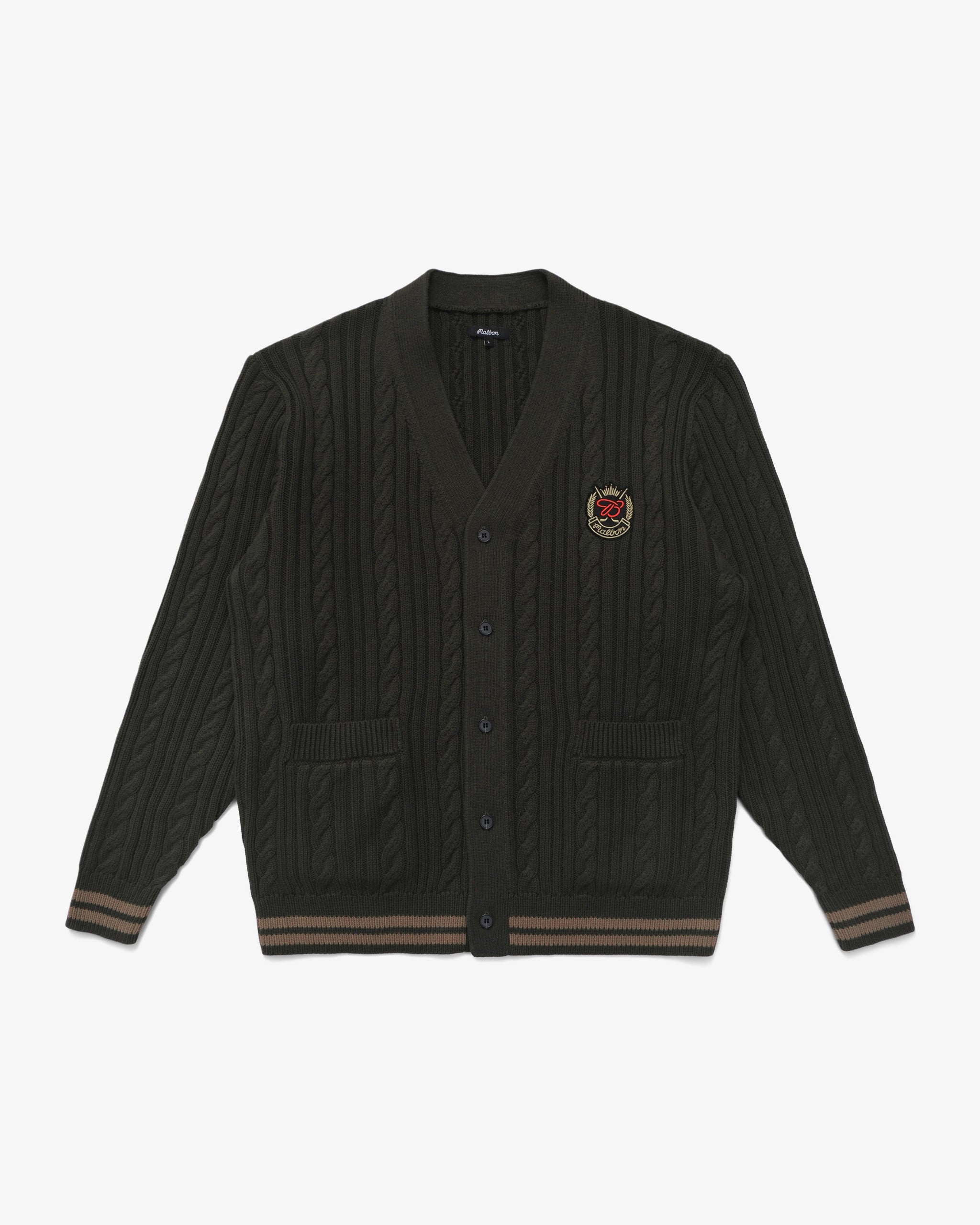 MALBON X BUDWEISER PLAYERS CABLE KNIT CARDIGAN – Malbon Golf