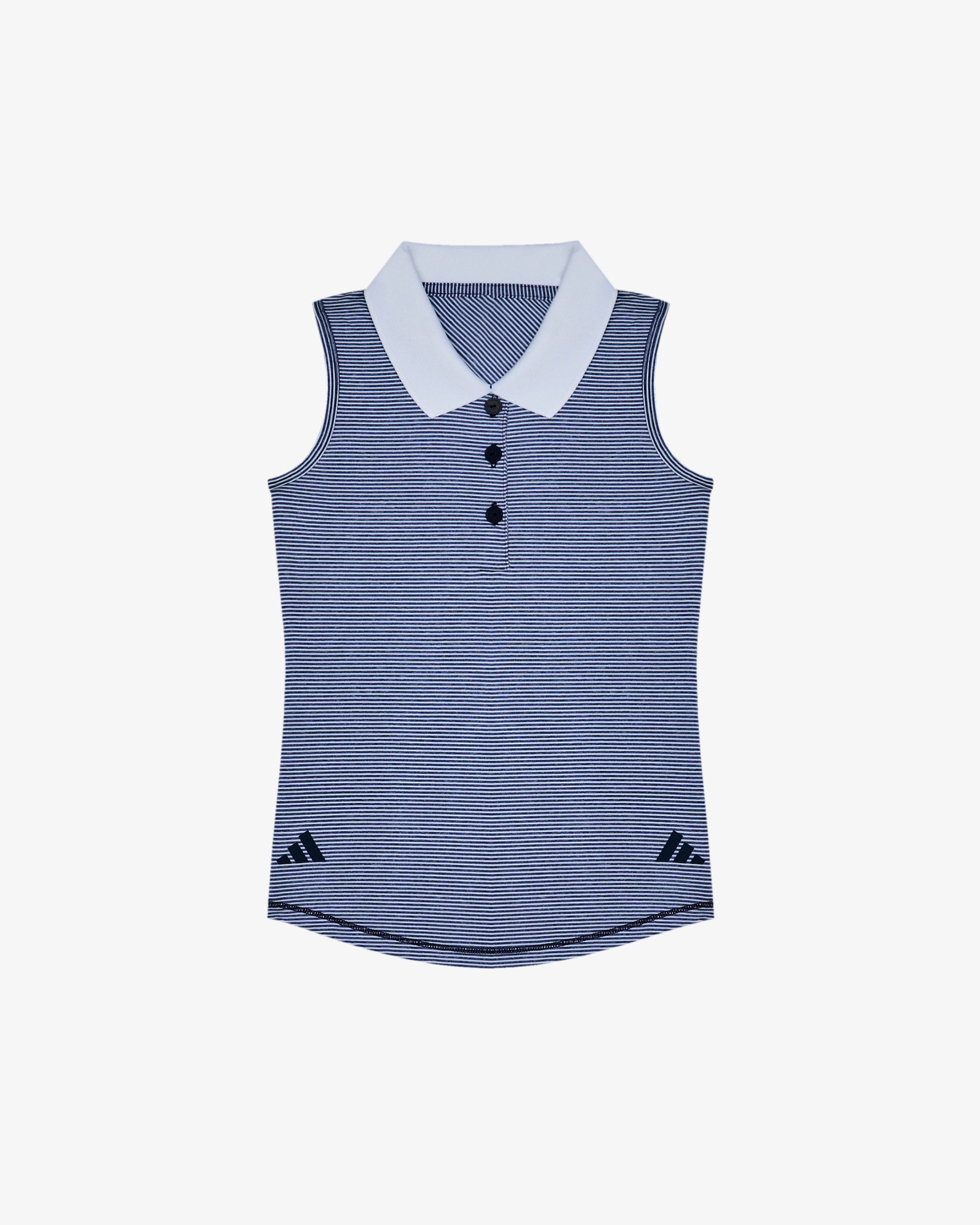 MALBON X ADIDAS YOUTH OTTOMAN STRIPED SLEEVELESS POLO (GIRLS)