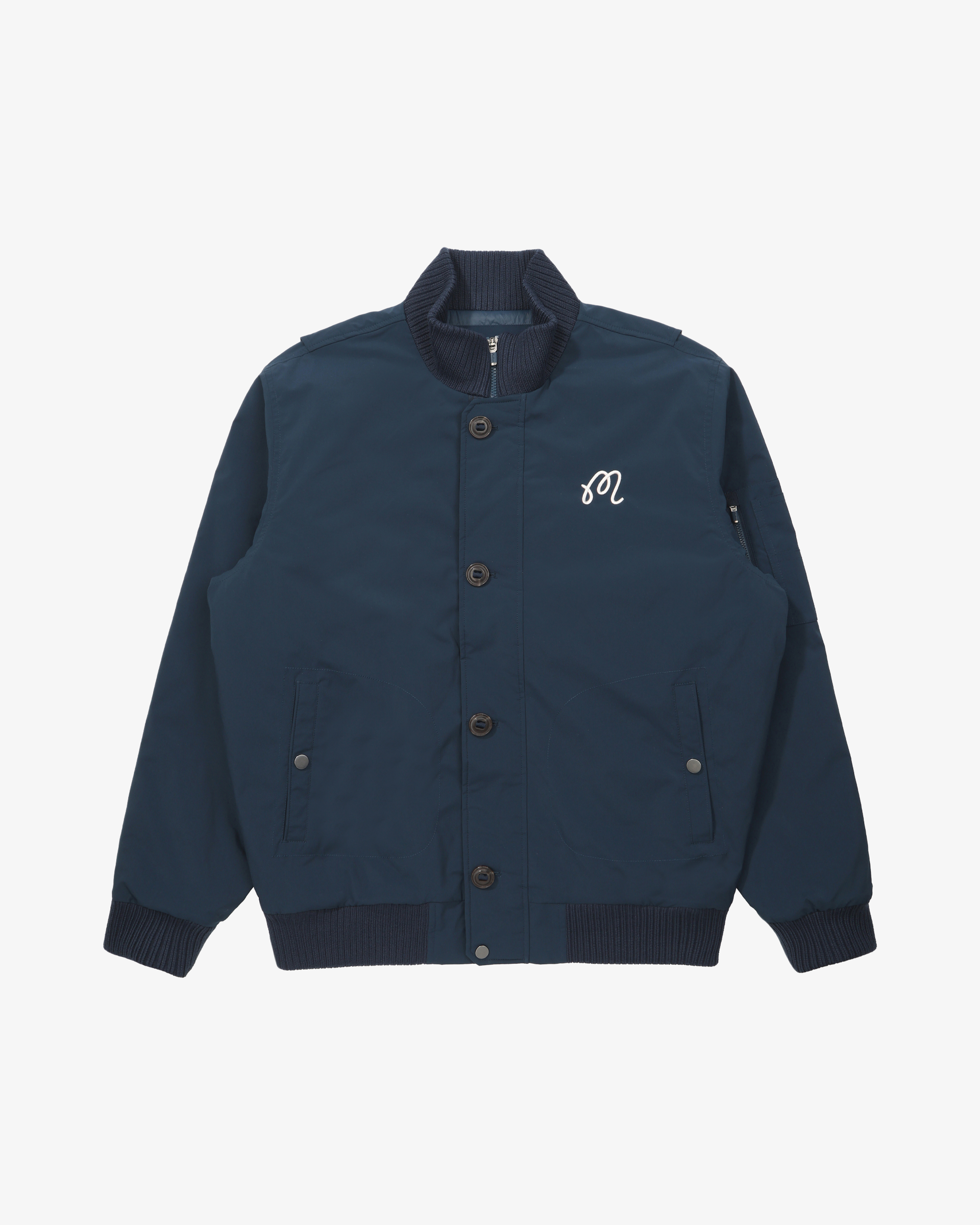MALBON ナイロンジャケット ネイビー/ホワイト　韓国正規店購入　L STUDIO SEOUL STADIUM JACKET – Malbon