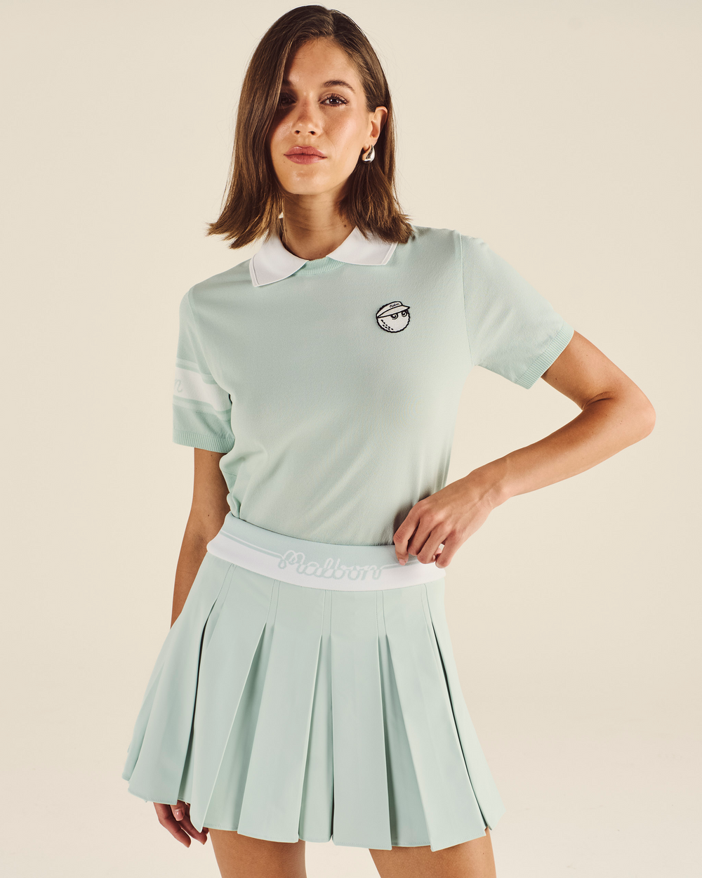 STUDIO SEOUL LOGO BANDING PLEATED SKIRT