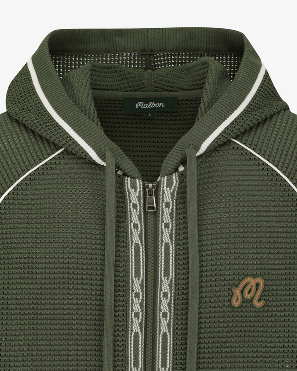 STUDIO SEOUL CROCHET KNIT FULL-ZIP HOODIE