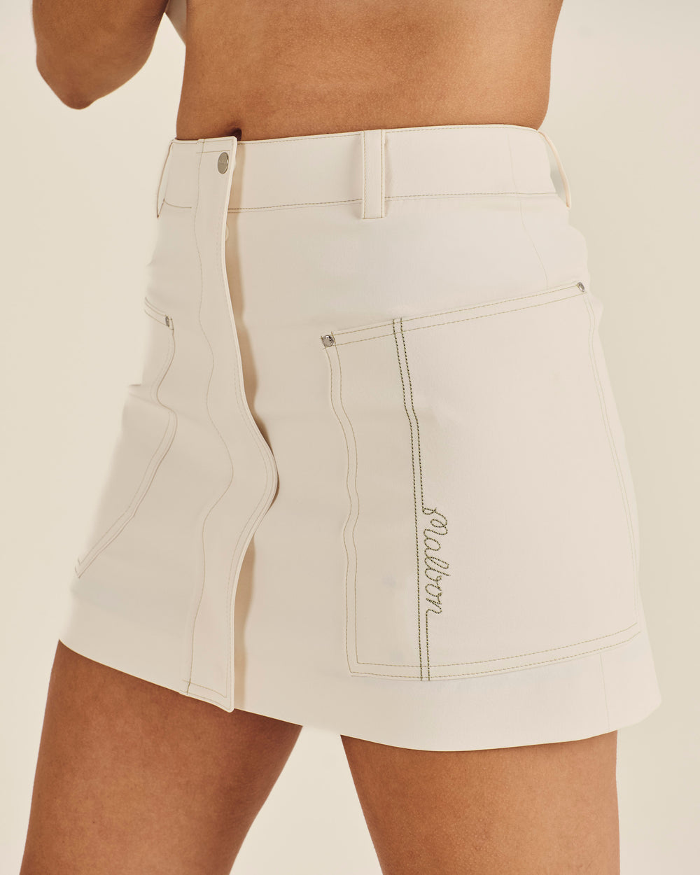 STUDIO SEOUL LINEN BLEND WORKWEAR SKIRT