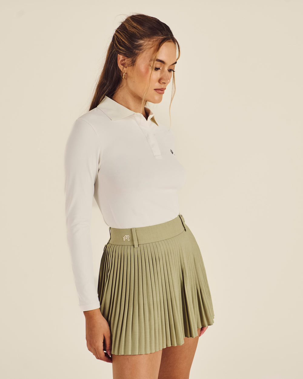 STUDIO SEOUL LINEN BLEND PLEATED SKIRT