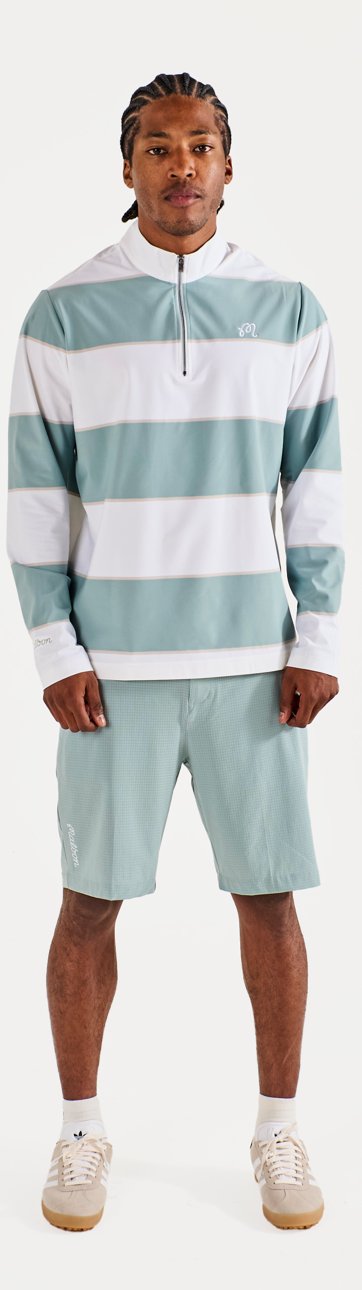 BOLD STRIPE COTTONLINEN　24SS　578-4153012 Men's Navy White Stripe Linen Cotton Classic Fit Short Sleeve