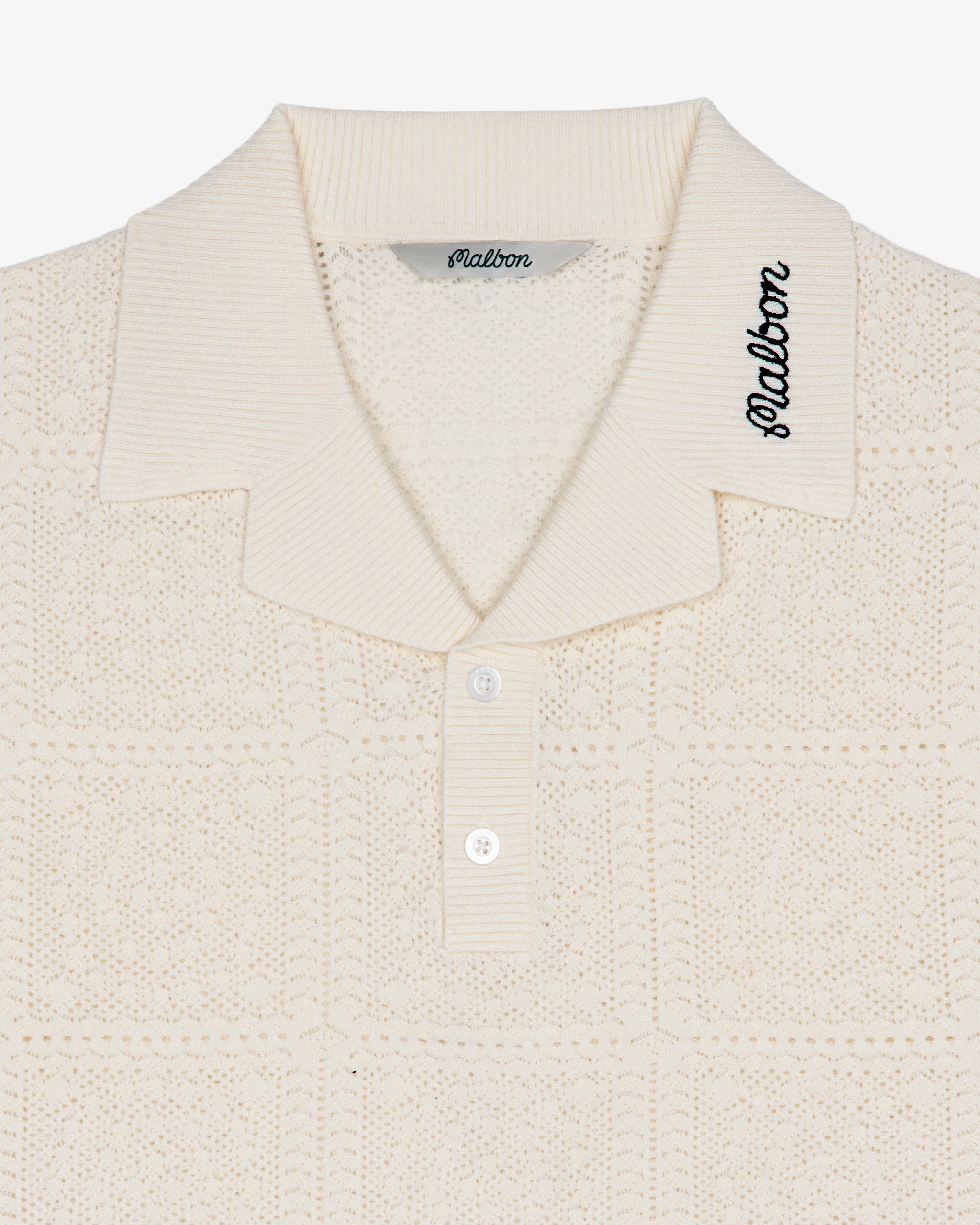 Malbon アイボリー ポロ RESORT CROCHET POLO – Malbon