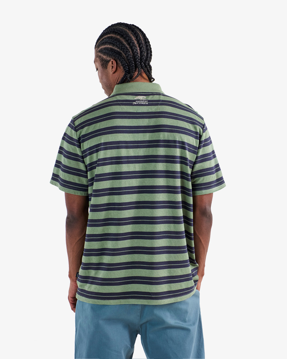 AMONGST THE CYPRESS STRIPED PIQUE POLO