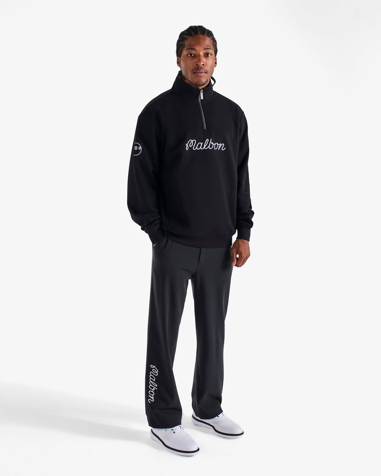 Pull Malbon Collegiate Homme - Montegro Tricot Quarter Zip - Crème, Taille S - Neuf