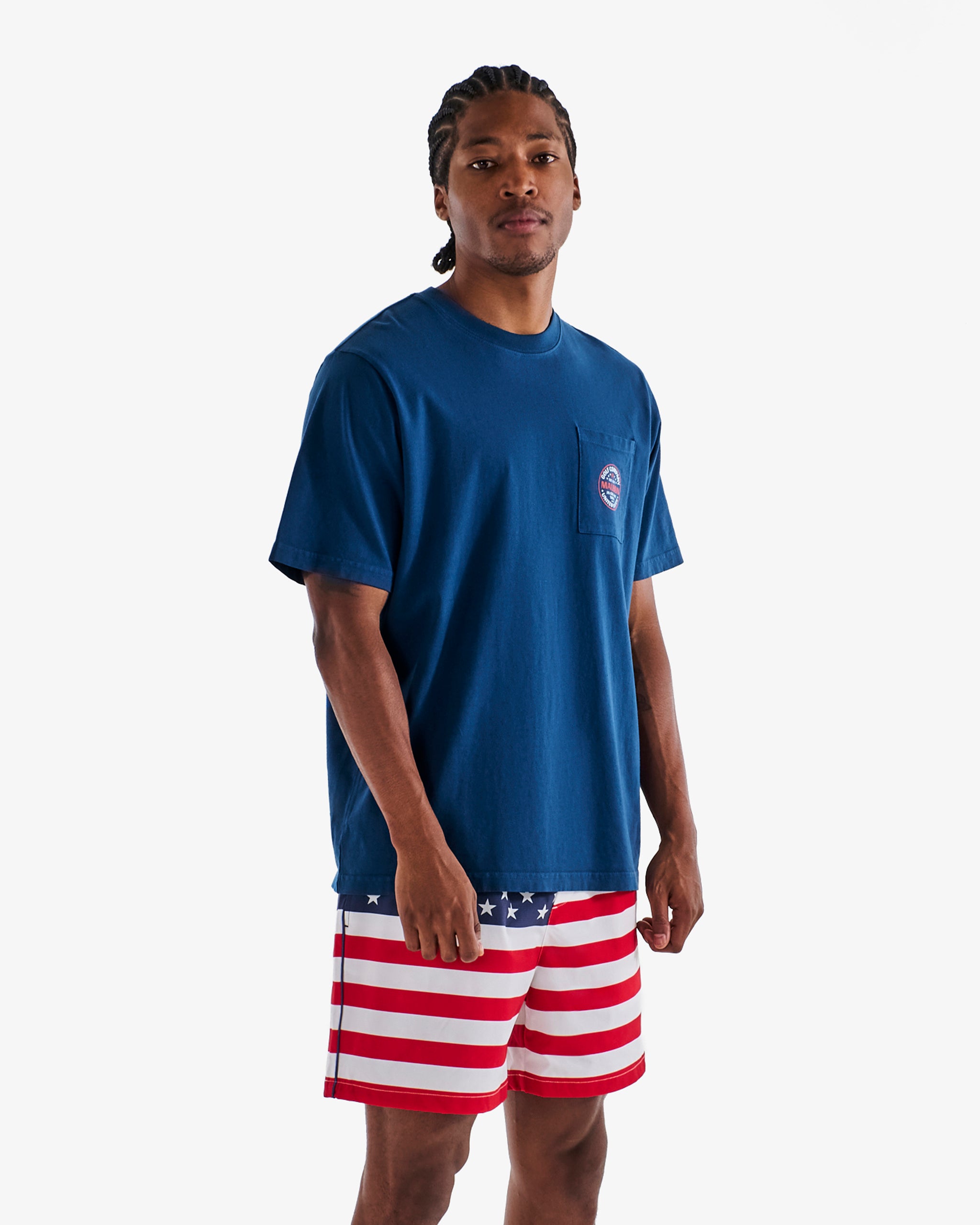 Tシャツ・カットソー Malbon Golf M Bucket Uni Round T-Shirt NAVY M5123PRS02NVY EAGLE BUCKETS POCKET TEE – Malbon Golf