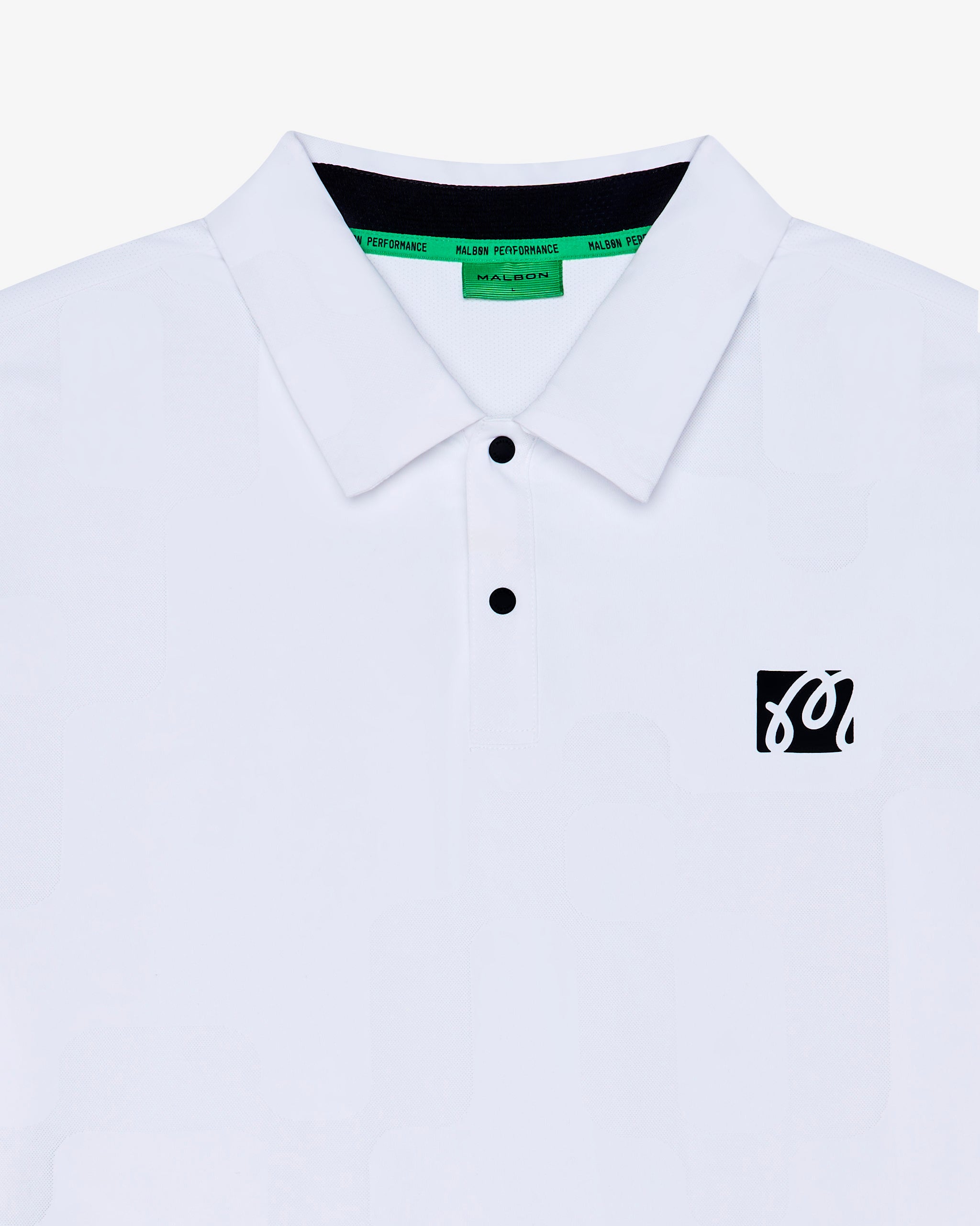 Malbon 正規品ポロシャツ XXXL ホワイト/グリーン M-9583-WHT1_c8533ca0-6f10-4be2
