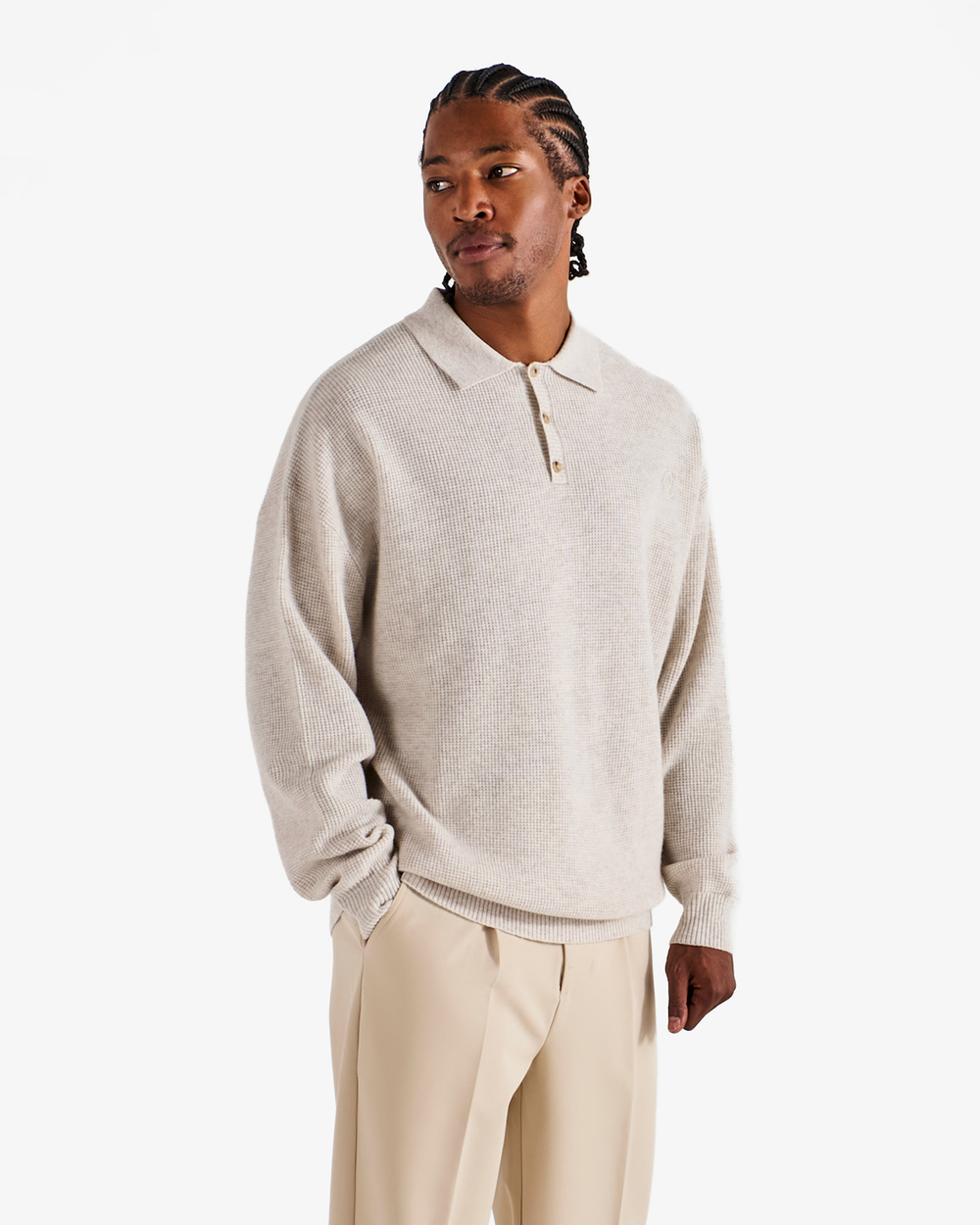 GAUGE WAFFLE KNIT POLO