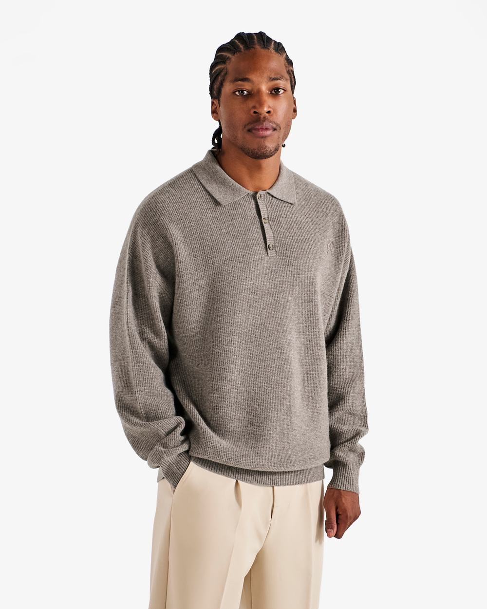 GAUGE WAFFLE KNIT POLO