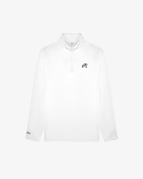 Malbon ホワイト ジップアップシャツ PERFORMANCE QUARTER ZIP – Malbon