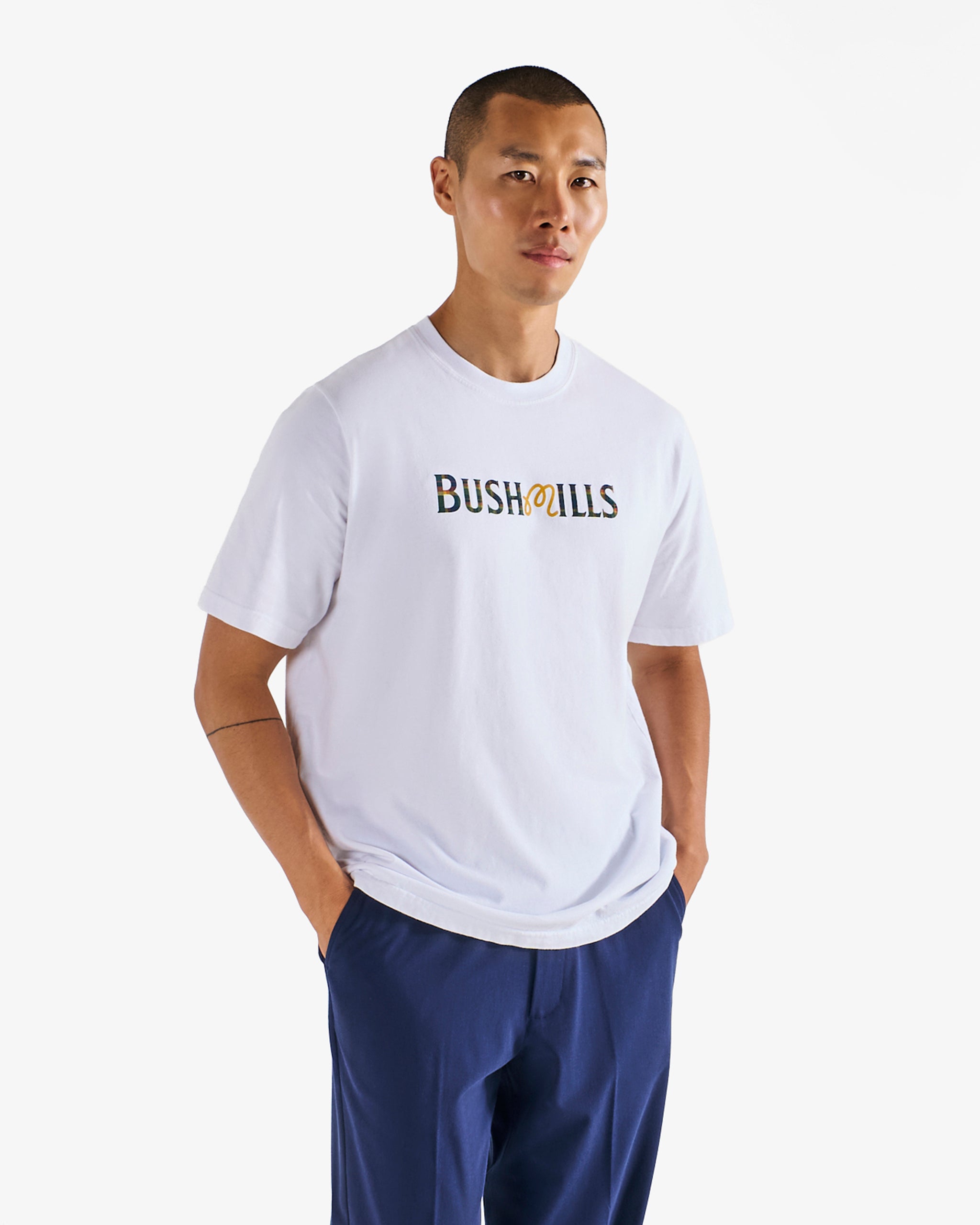 Tシャツ・カットソー Malbon Golf Malbon Script Uni Round T-Shirt OFF WHITE M5123P Genuine Malbon Golf Malbon Script Uni Round T-Shirt OFF