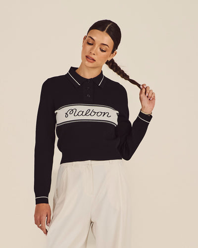 ELAINE KNIT LONG SLEEVE POLO
