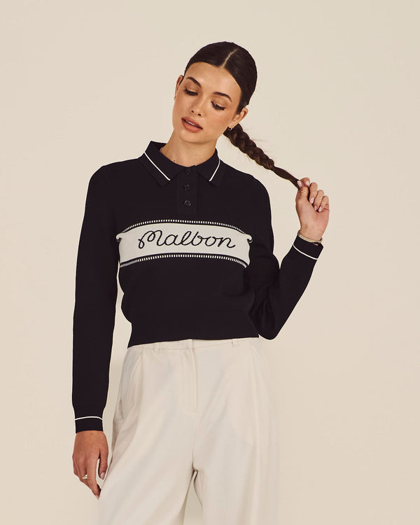 ELAINE KNIT LONG SLEEVE POLO