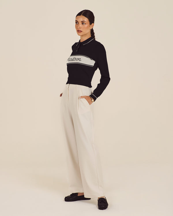 ELAINE KNIT LONG SLEEVE POLO