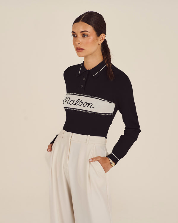 ELAINE KNIT LONG SLEEVE POLO