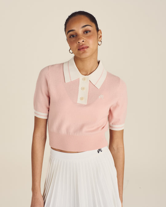Malbon Golf Womens Mikayla Knit Polo - Canvas