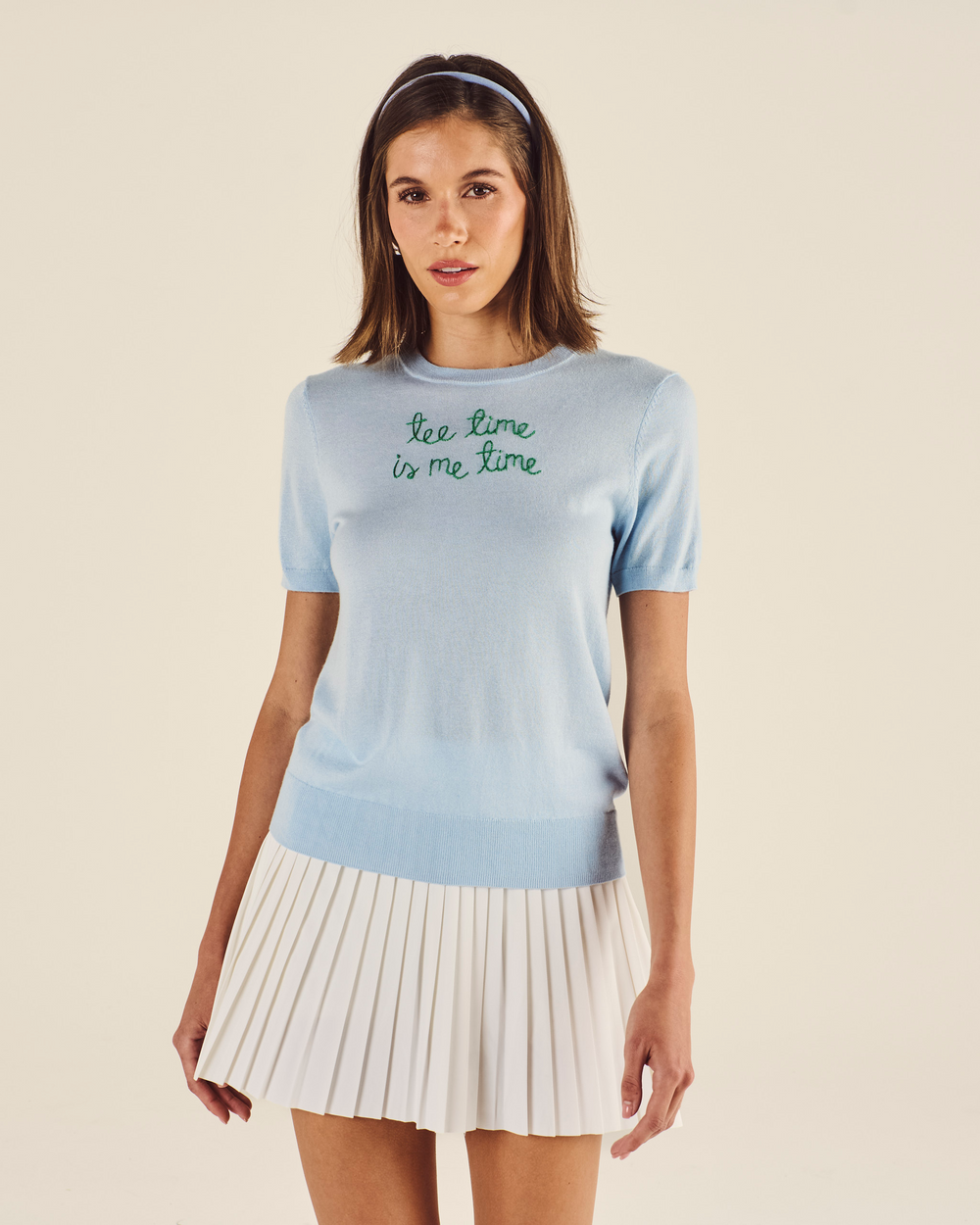 LINGUA FRANCA SHORT SLEEVE CREWNECK SWEATER