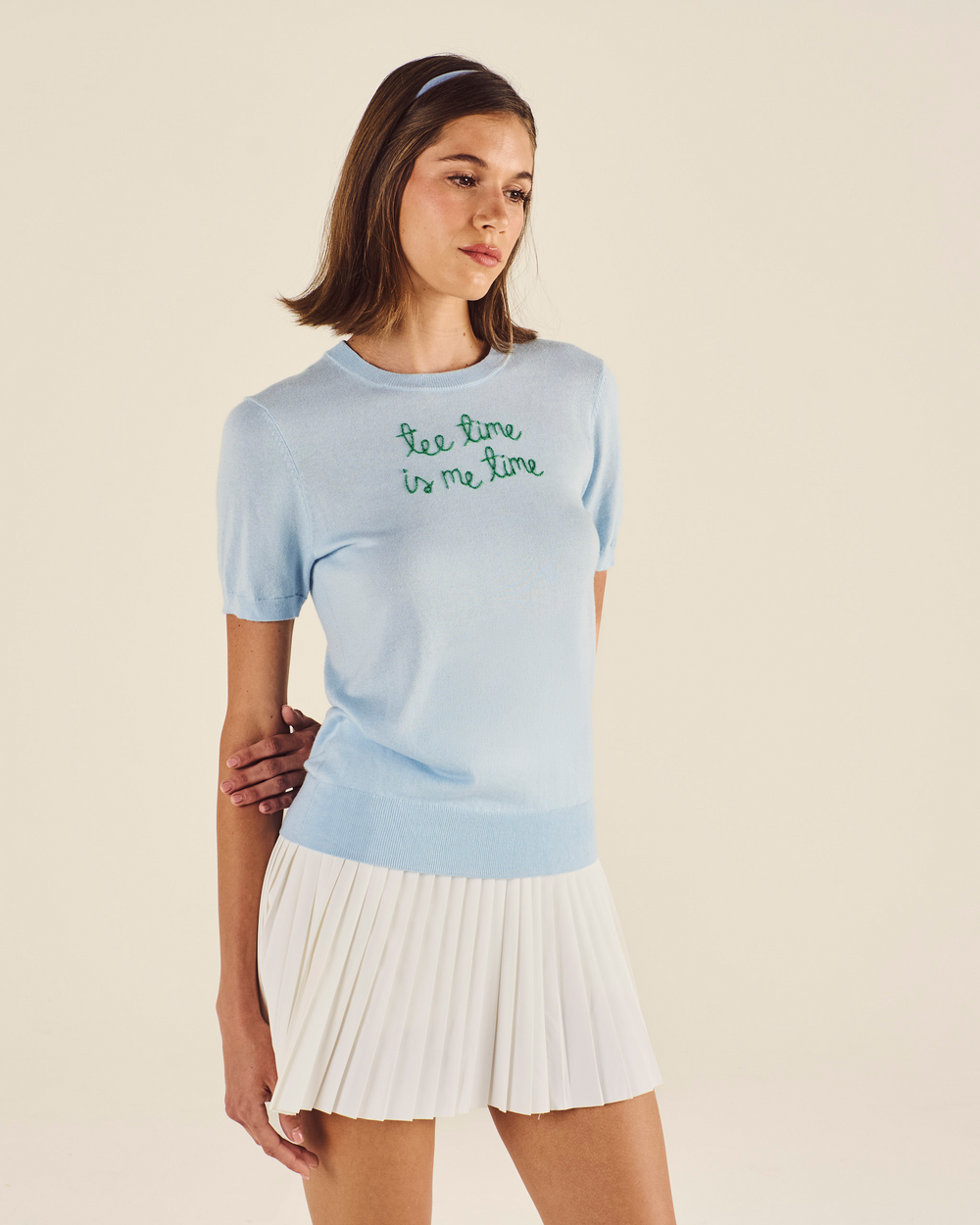 LINGUA FRANCA SHORT SLEEVE CREWNECK SWEATER
