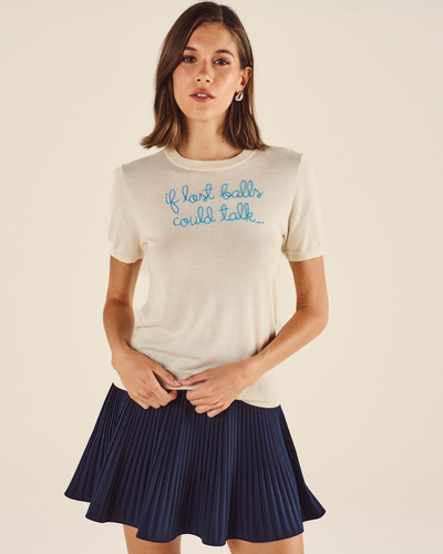 LINGUA FRANCA SHORT SLEEVE CREWNECK SWEATER