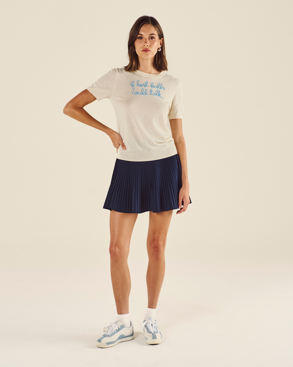 LINGUA FRANCA SHORT SLEEVE CREWNECK SWEATER