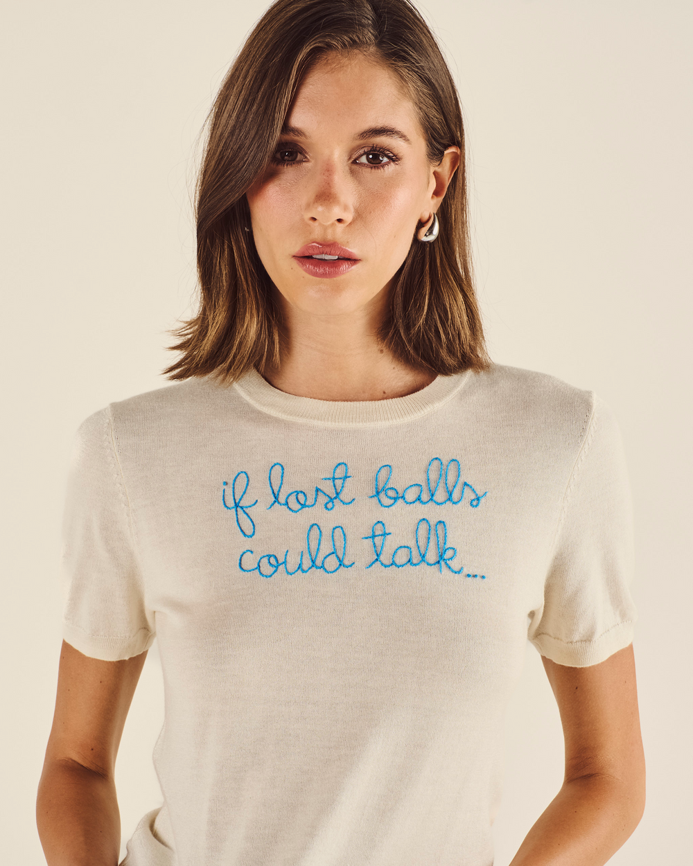 LINGUA FRANCA SHORT SLEEVE CREWNECK SWEATER