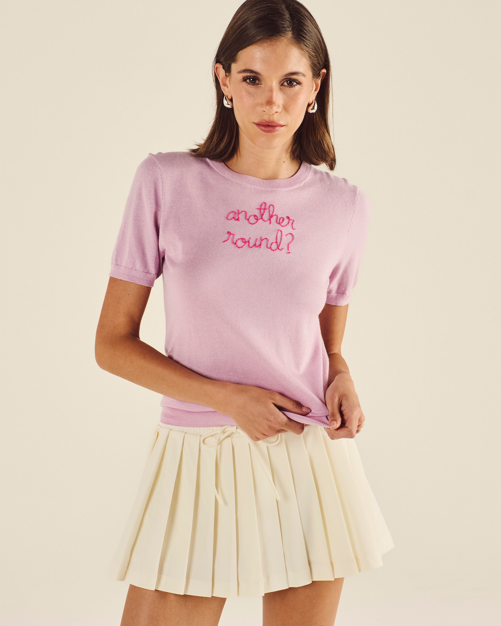 LINGUA FRANCA SHORT SLEEVE CREWNECK SWEATER