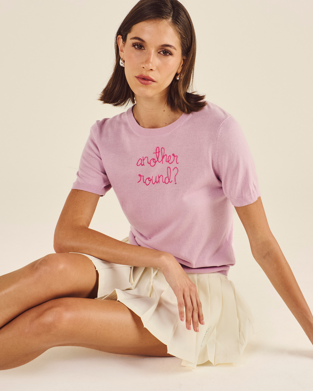 LINGUA FRANCA SHORT SLEEVE CREWNECK SWEATER
