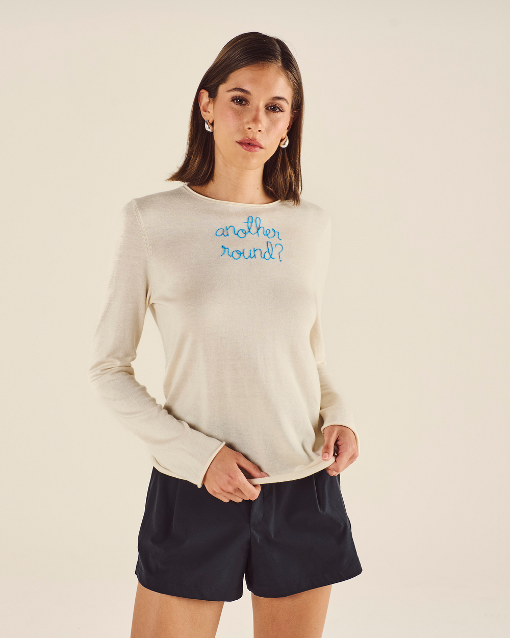 LINGUA FRANCA LONG SLEEVE CREWNECK SWEATER