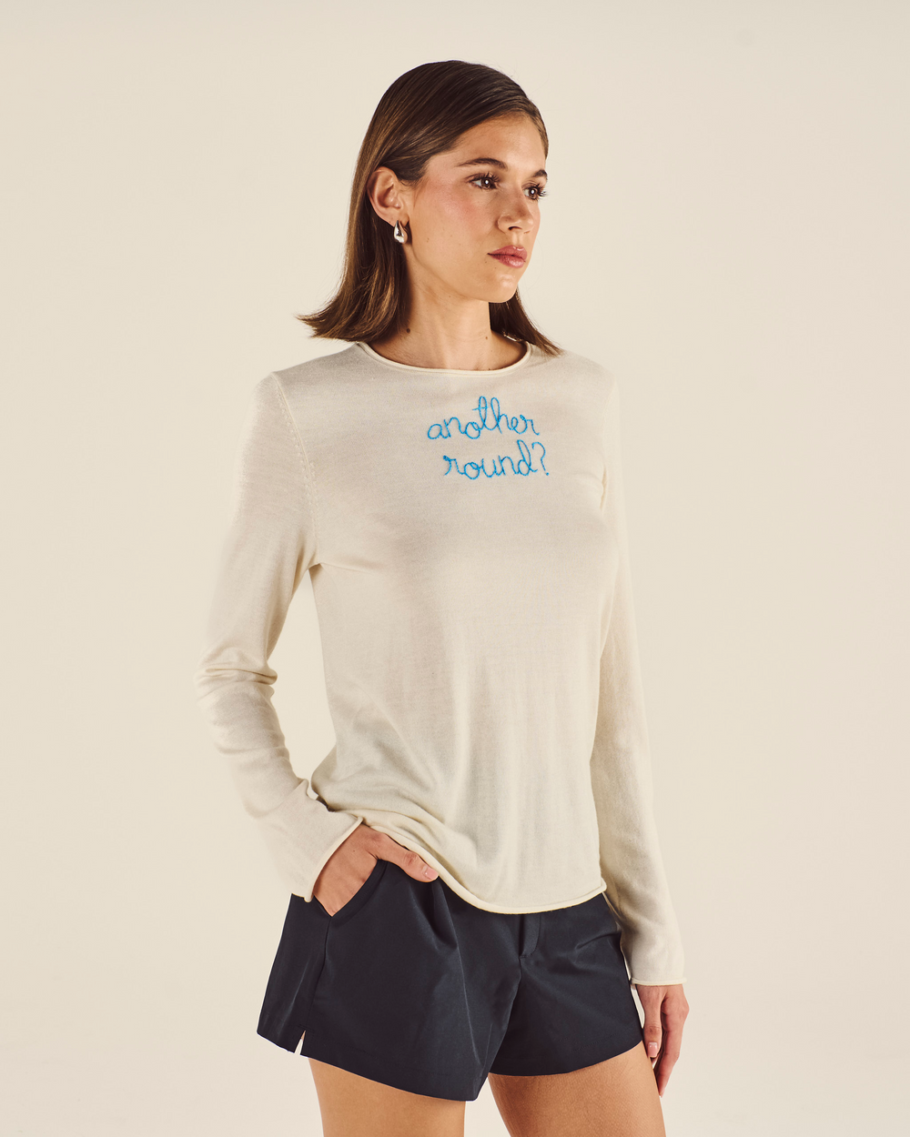 LINGUA FRANCA LONG SLEEVE CREWNECK SWEATER